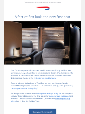 British Airways (United Kingdom) - The Club reveals the new First seat, Mary