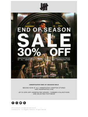 Undefeated - UNDEFEATED END OF SEASON SALE 30% OFF SHOP NOW