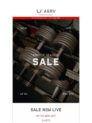 ASRV - END OF SEASON SALE – NOW LIVE