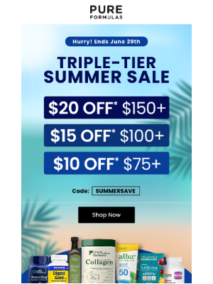 PureFormulas - Save more this summer: Up to $20 OFF your order 😎