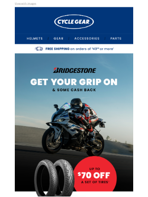 Cycle Gear - Up To $70 Back On A Set Of Bridgestone Tires