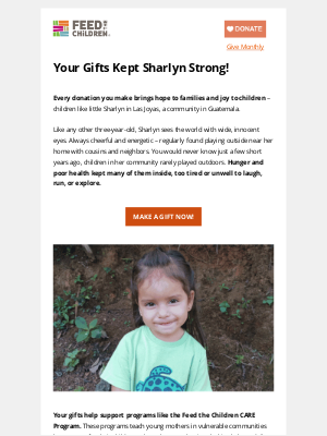 Feed The Children - 🌟Maurice, Your Support Keeps Sharlyn Smiling!