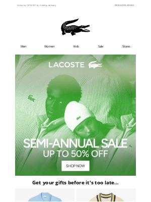 Lacoste - LAST CHANCE FOR GIFTS.