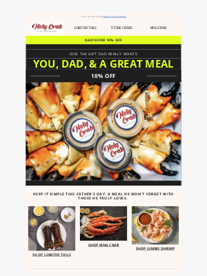 Holy Crab Delivery - Keep It Simple - You, Dad, and a Memorable Meal