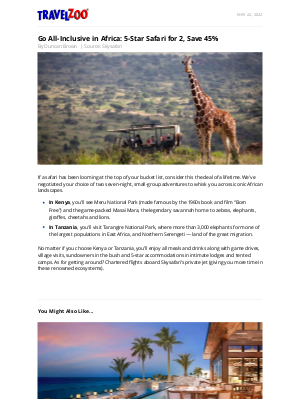 Secret Escapes UK - Go All-Inclusive in Africa: 5-Star Safari for 2, Save 45%