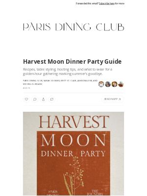 Paris Dining Club - Harvest Moon Dinner Party Guide