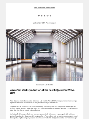 Volvo Cars - [Volvo Car UK News] Volvo Cars starts production of the new fully electric Volvo ES90