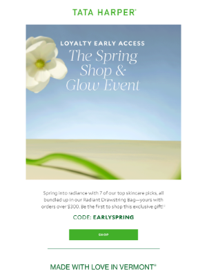 Tata Harper Skincare - Loyalty Early Access | The Spring Shop & Glow Event 🌸