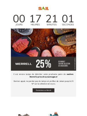 📣Merrell : 25 % de rabais - Dernière chance!