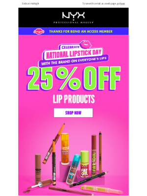 NYX - CODE RED! 🚨 25% off lip products vanishes tonight!