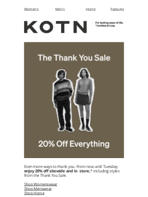 Kotn - 20% Off In-Store + Online