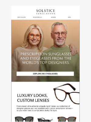 Solstice Sunglasses - Now Available: Rx Lenses in Every Designer Frame