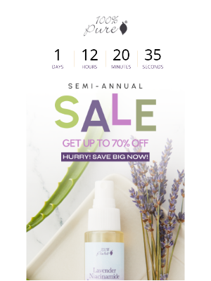 100% PURE - Up to 70% OFF of our Drop 1 Reveal ends soon!