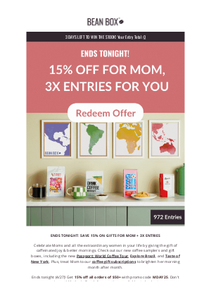 BeanBox - Ends Tonight: 15% OFF Sitewide for Mom 👩☕