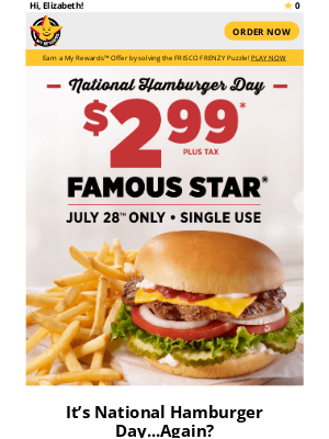 Hardee's - TODAY ONLY: $2.99 Famous Star®