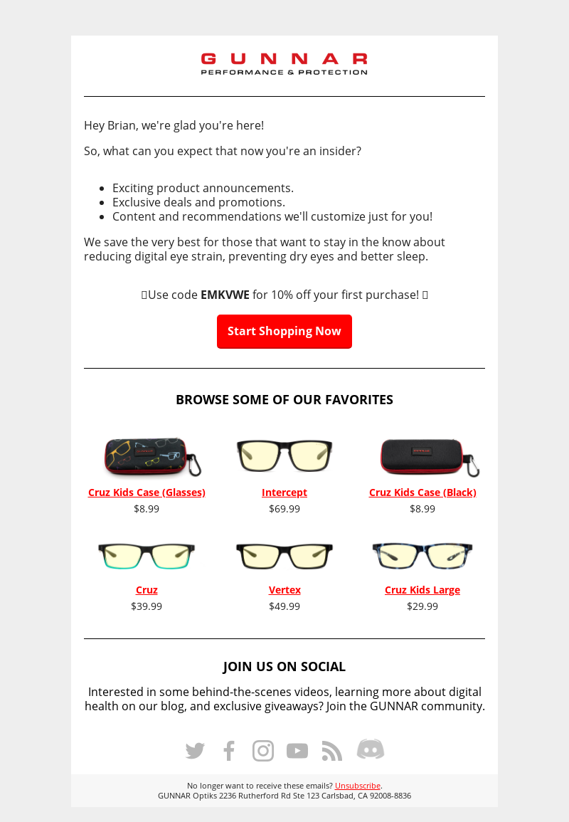 GUNNAR Optiks - 😎 Welcome! Here's 10% off your first order 😎