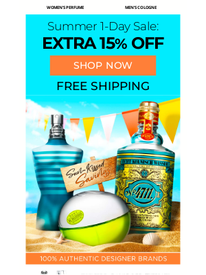FragranceX - Summer Sale:    Extra 15% Off Today Only!