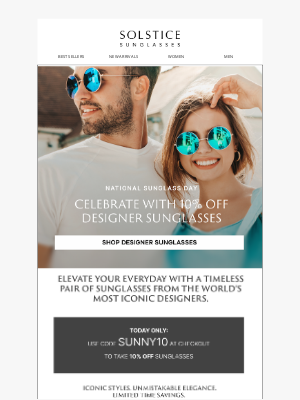 Solstice Sunglasses - Savings Ends Soon: Take 10% Off Designer Favorites Today