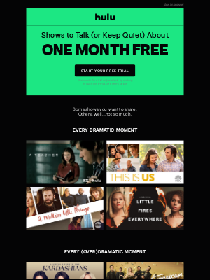 Hulu - The Price of Loving TV is ONE MONTH FREE