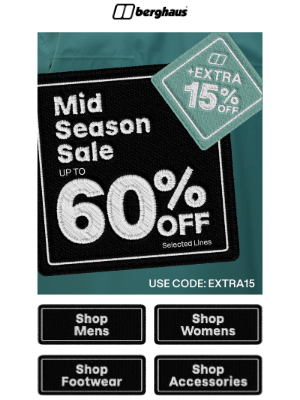 Berghaus (United Kingdom) - Email Exclusive: Up to 60% Off + Extra 15% Off
