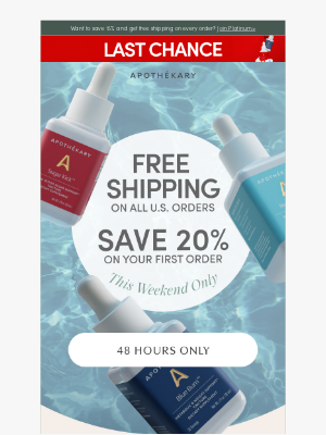 LAST CHANCE: Save 20% + Shipping On Us