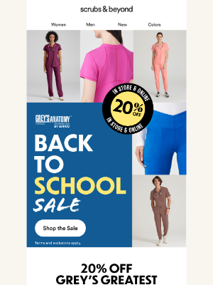 Scrubs & Beyond - 20% Off Grey’s Anatomy’s Star Students