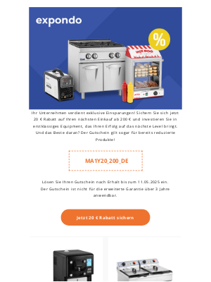 Expondo (Germany) - Mehr kaufen, weniger zahlen: Sichern Sie sich 20 € Rabatt auf Ihren nächsten Einkauf.
