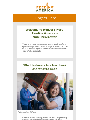 Feeding America - What should you donate to a food bank? | Hunger's Hope