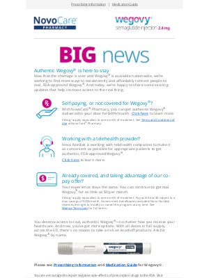Wegovy - There’s nothing like the real thing. FDA-approved, delivered to your door, and more