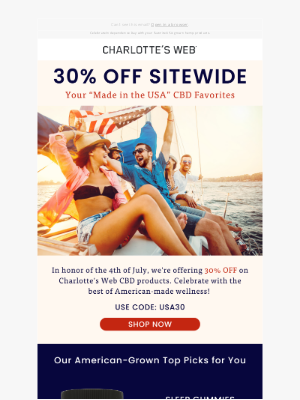 Charlotte's Web - 4th of July Sale: 30% OFF Sitewide 🇺🇸