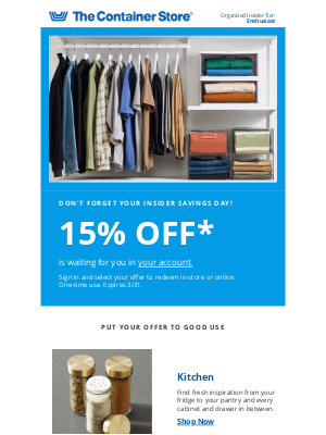 The Container Store - Ending SOON: 15% OFF (Just for You)