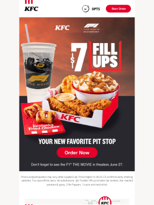 KFC - Your summer pit stop meal is here 🏁#F1TheMovie