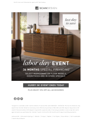 SCAN DESIGN - LABOR DAY EVENT | Last Day To Save!