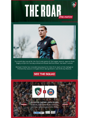 Leicester Tigers - All you need for Sunday’s battle with Bath