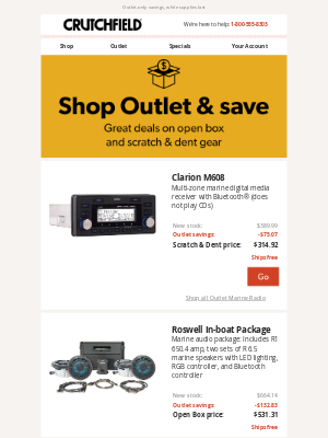 Crutchfield - Crutchfield Outlet Savings up to $269