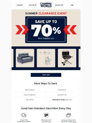 Camping World - Hurry - Summer Clearance Event ends soon!