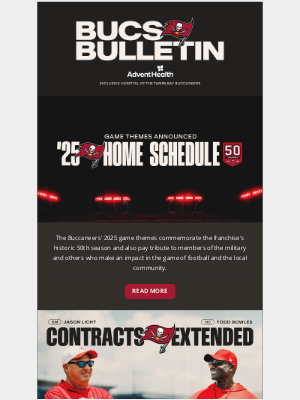 Tampa Bay Buccaneers - Week in Review: Game Themes Announced, Licht and Bowles Contract Extensions, and More
