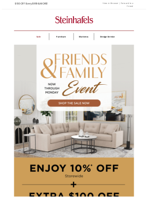 Steinhafels - Friends & Family Sale: Unlock Exclusive Deals NOW 🎉