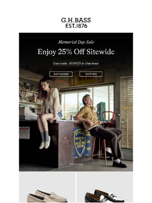 G.H. Bass & Co. - 25% Off Inside: Shop the Memorial Day Sale