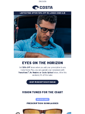 Costa Sunglasses - Last Weekend to Save on Prescription