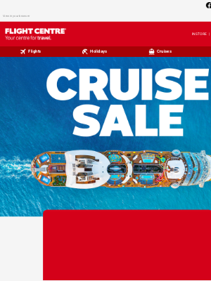 Flight Centre -(Australia) - Hey Miles, save up to 50%* on your next cruise 🛳️