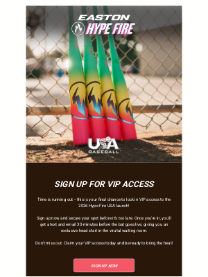 Easton Slowpitch - Last Chance VIP Access for the NEW Hype Fire USA