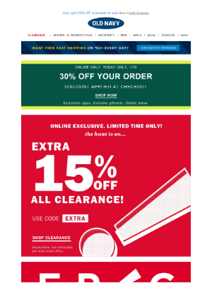 Old Navy - PLEASE OPEN: You're approved for BONUS CLEARANCE SAVINGS! + HALF OFF all active bras