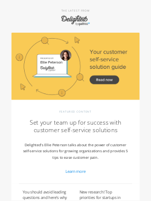 Delighted - 5 tips for a successful customer self-service solution I May newsletter