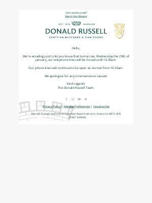 Donald Russell - An update from Donald Russell