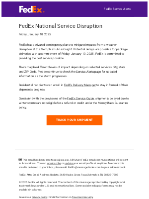 FedEx - FedEx Service Alerts: National Service Disruption