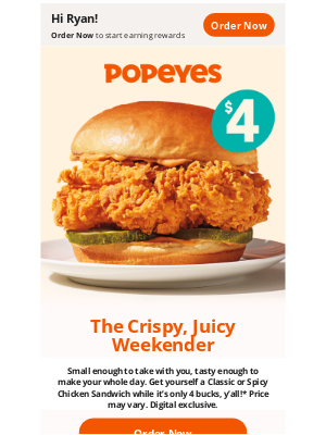 Popeyes Louisiana Kitchen - 🐔😲 $4 Chicken Sandwich