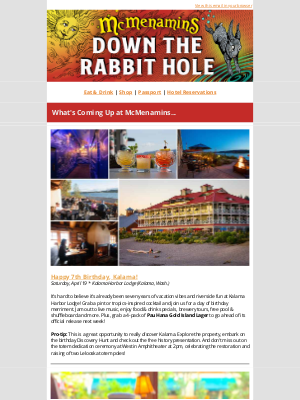McMenamins Pubs & Breweries - Kalama's Birthday, Olympic Club Brewfest, Podcast B-side episode launch, Easter Buffets and more...
