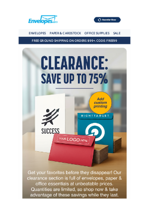 Envelopes - Our clearance section is calling!