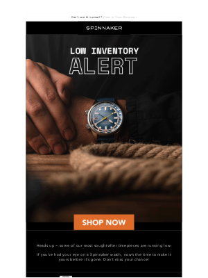 Spinnaker Watches - 📢 Low Stock Alert!